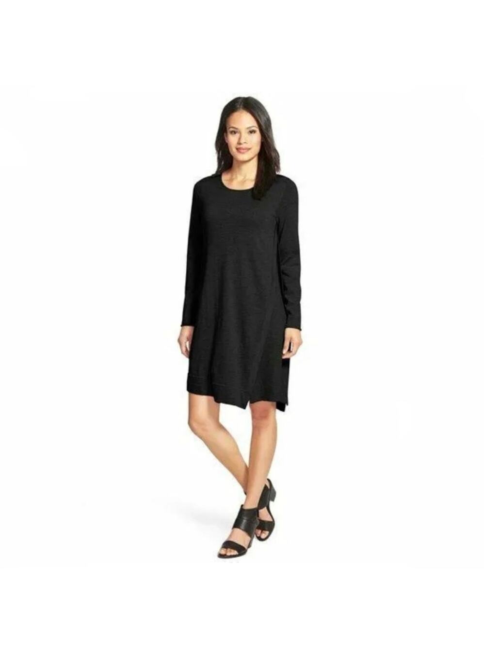 NWOT Eileen Fisher Merino Wool Asymmetric Sweater Dress, Black SZ - XL (Tall)